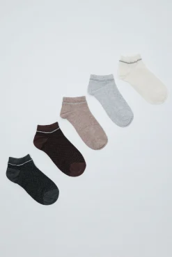 Pack 3 meias curtas lurex castanho