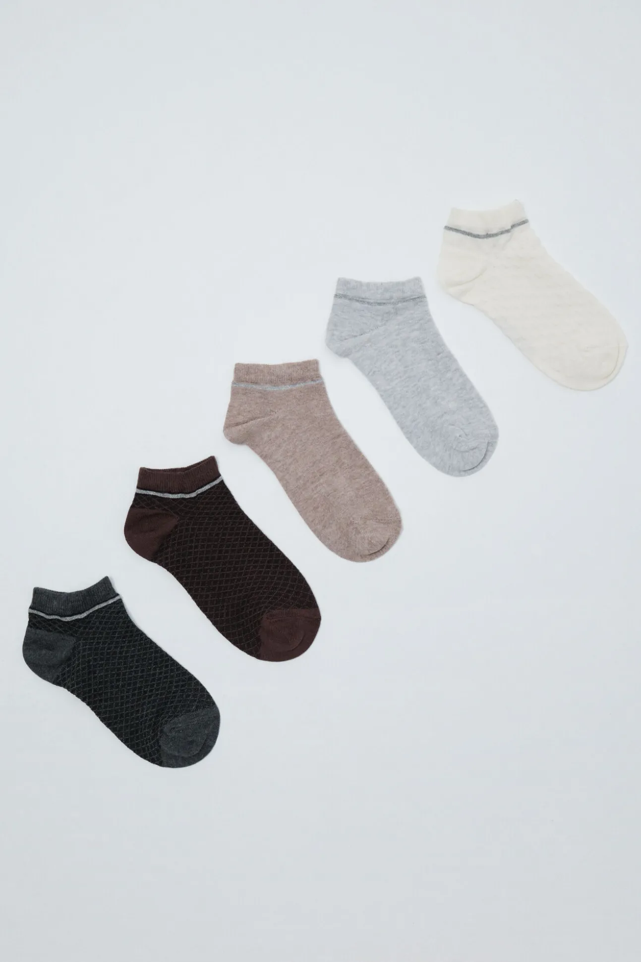 Pack 3 meias curtas lurex castanho