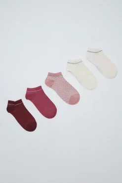 Pack 3 meias curtas rosa lurex