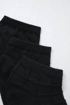 Pack 3 meias curtas texturas preto