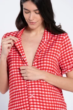 Pack pijama pré-mamã em estampado vichy