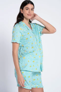 Pack pijama pré-mamã estampado vichy e limões