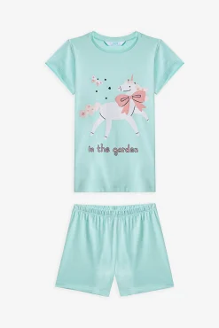 Pack 2 pijamas curtos infantis unicórnio
