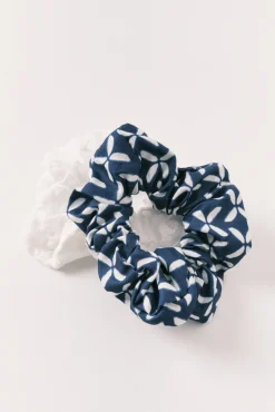 Pack 2 scrunchies médios variados azul