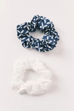 Pack 2 scrunchies médios variados azul