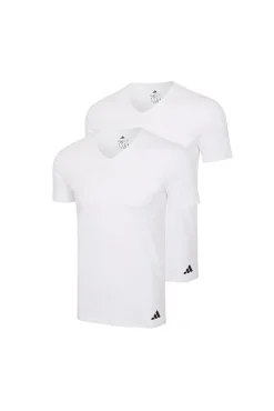 Pacote com 2 camisetas para homem de algodão elástico com gola em bico