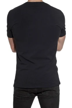Pacote de 2 camisetas elásticas de gola caixa em algodão orgânico azul marinho