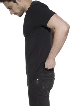 Pacote de 2 camisetas elásticas gola caixa de algodão orgânico com gola redonda