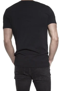 Pacote de 2 camisetas elásticas gola caixa de algodão orgânico com gola redonda