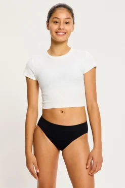 Pacote com 2 cuequinha menstruais adolescentes sem costura fluxo intenso pretas