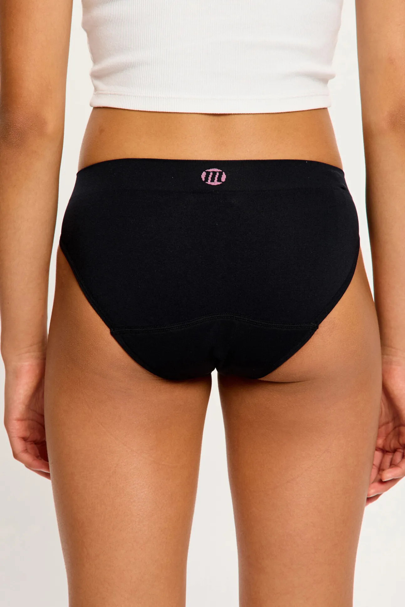 Pacote com 2 cuequinha menstruais adolescentes sem costura fluxo intenso pretas
