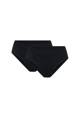 Pacote com 2 cuequinha menstruais adolescentes sem costura fluxo intenso pretas