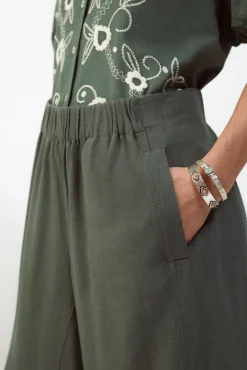 Pantalón ancho de lino lavado