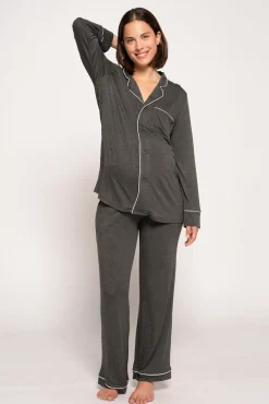 Pijama camiseiro manga comprida maternity