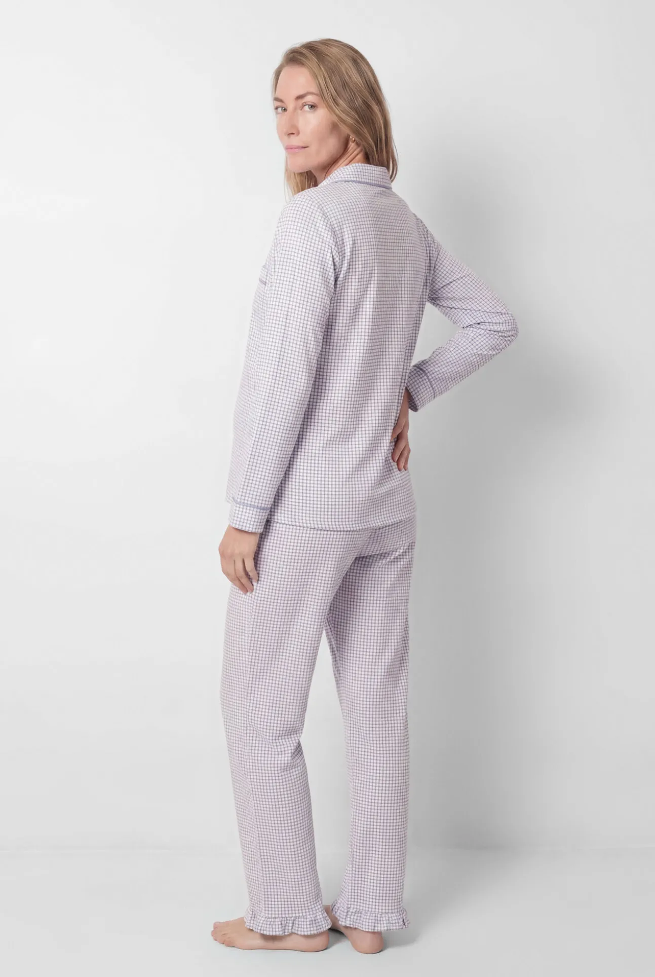 Pijama camiseiro maternity estampado vichy