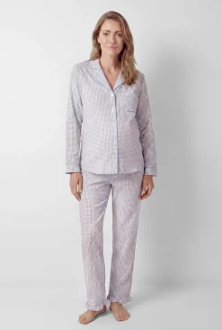 Pijama camiseiro maternity estampado vichy