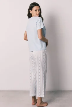 Pijama capri em algodão azul