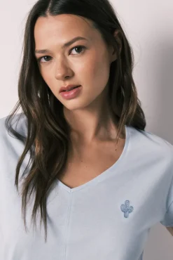 Pijama capri em algodão azul