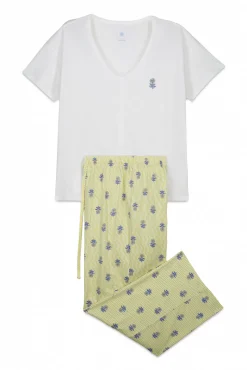 Pijama capri em algodão branco