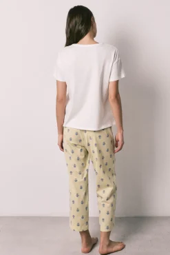 Pijama capri em algodão branco