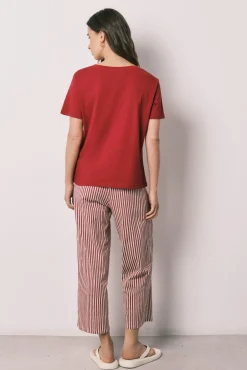 Pijama capri em algodão de riscas Snoopy