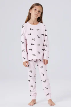 Pijama com estampado de cavalo para menina