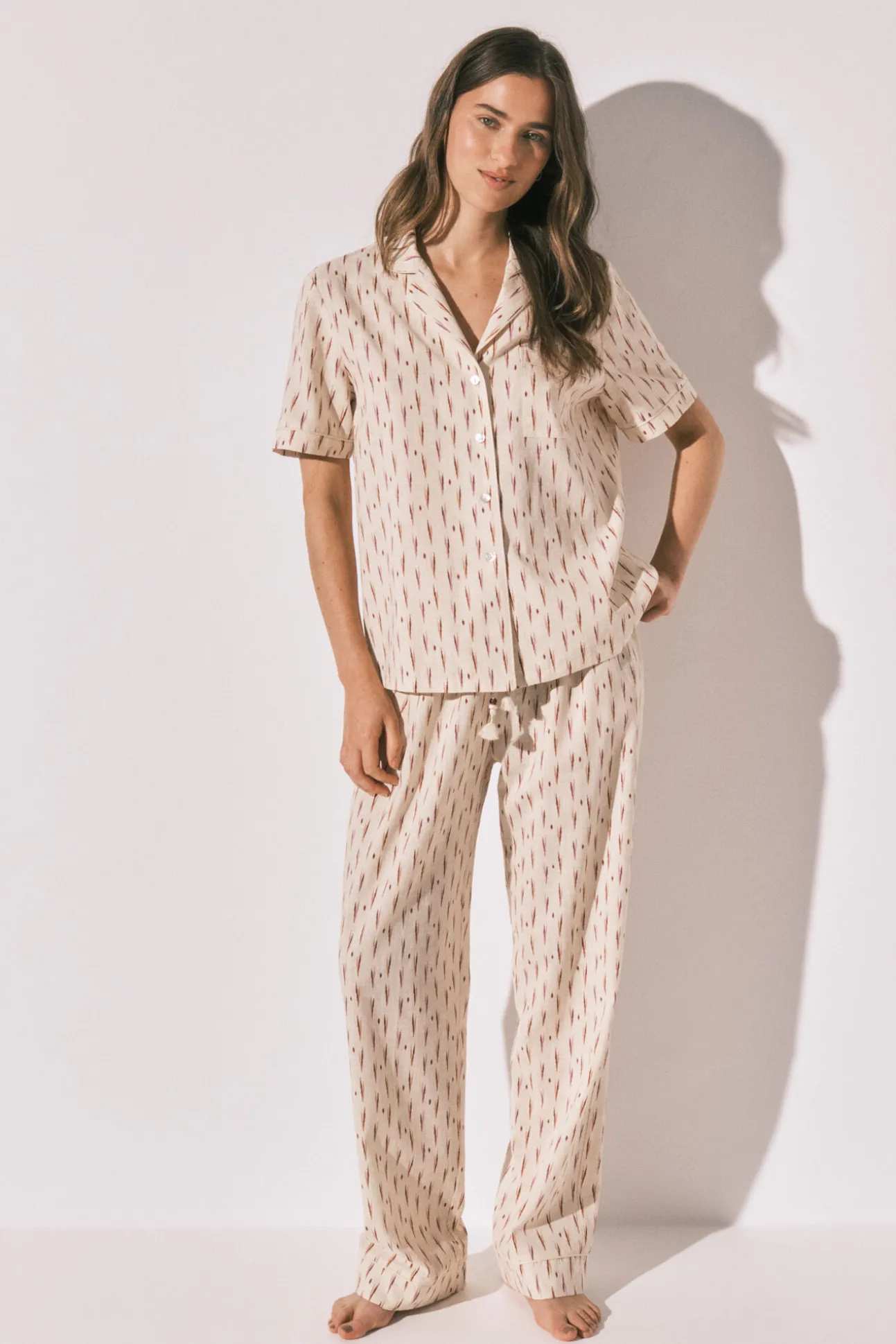 Pijama comprido camiseiro ikat
