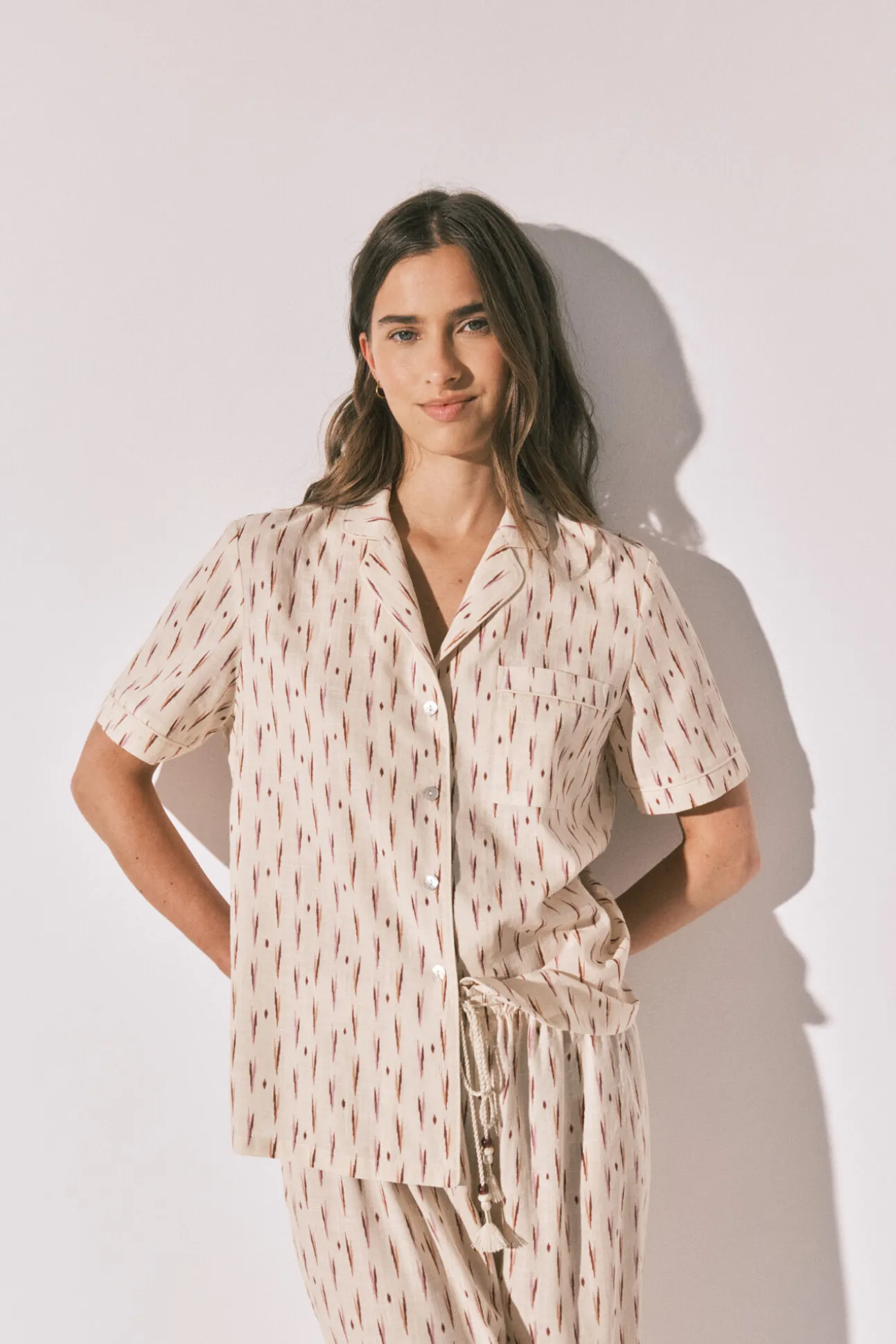 Pijama comprido camiseiro ikat