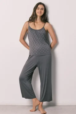 Pijama comprido de alças cinza