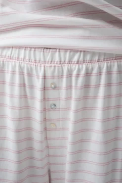 Pijama comprido de manga curta em algodão às riscas