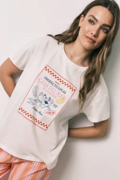 Pijama comprido em algodão com riscas Pantera Cor-de-Rosa
