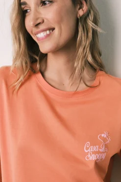 Pijama comprido em algodão laranja Woodstock