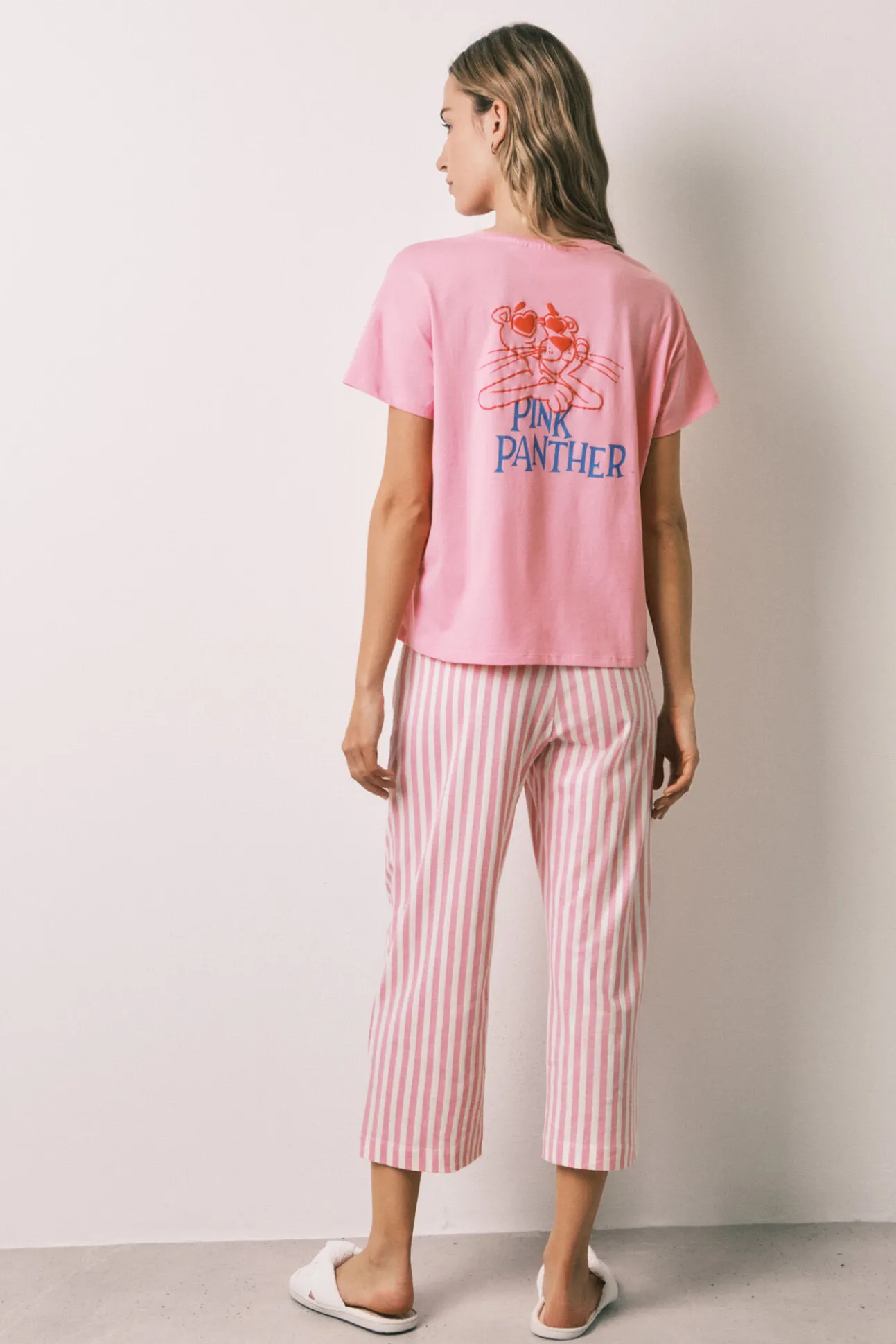 Pijama comprido Pantera Cor-de-Rosa riscas