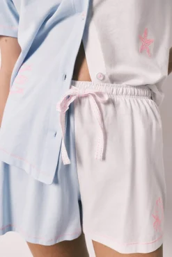 Pijama curto camiseiro em algodão com nó