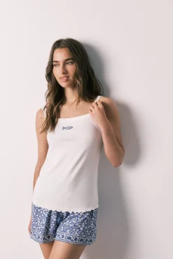 Pijama curto de alças branco