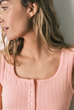 Pijama curto de alças em algodão laranja