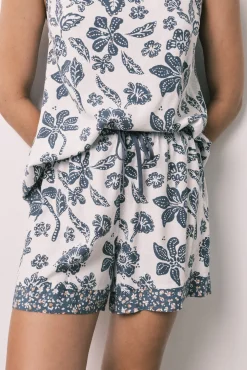 Pijama curto de alças estampado floral