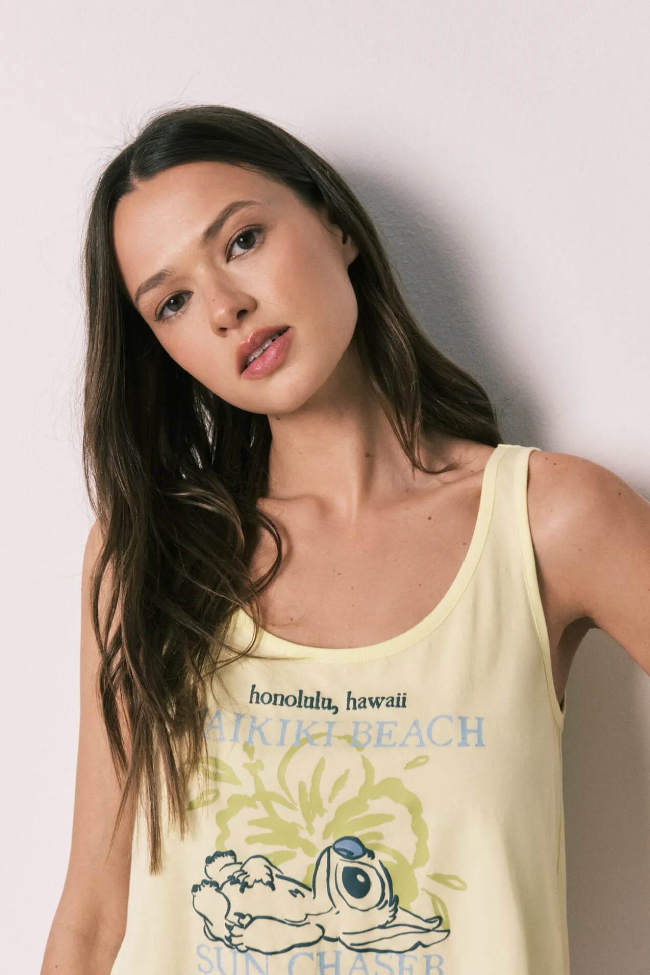 Pijama curto de alças Stitch amarelo