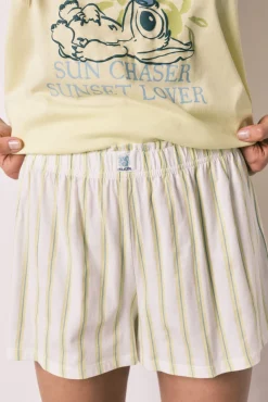 Pijama curto de alças Stitch amarelo