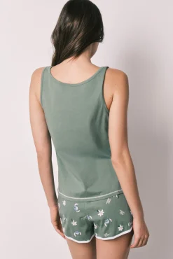 Pijama curto de alças Stitch verde