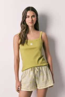 Pijama curto de alças verde