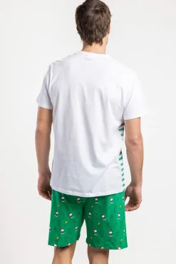 Pijama curto de golfe Snoopy às riscas