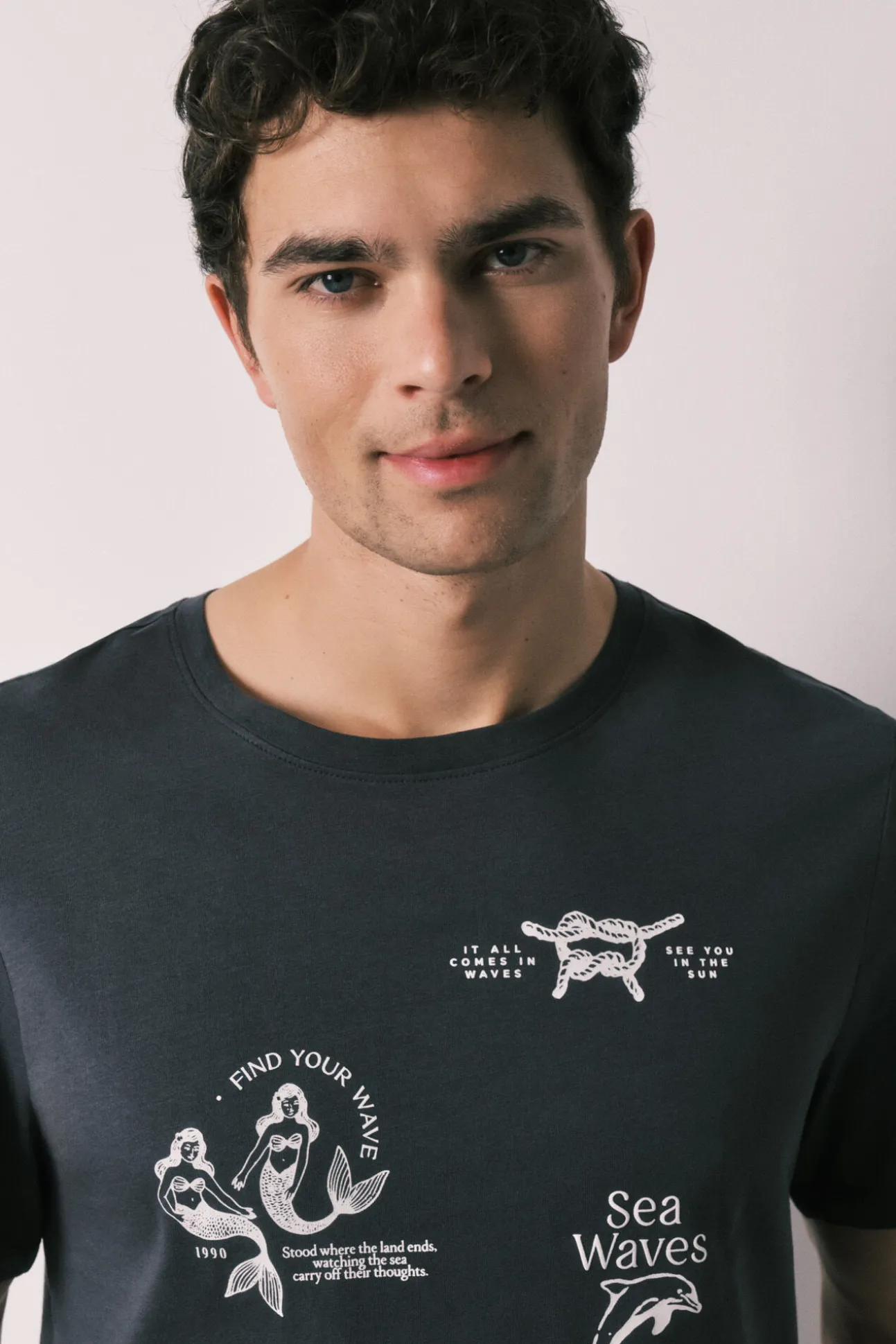 Pijama curto de homem em algodão navy