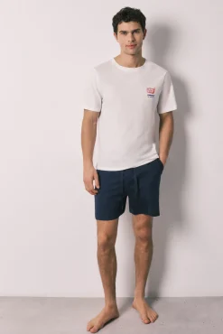 Pijama curto de homem em algodão vermute