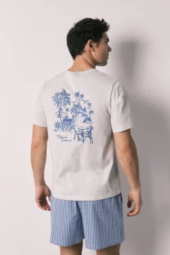Pijama curto de homem em algodão xadrez
