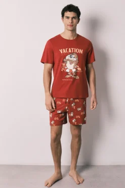 Pijama curto de homem em algodão Demónio da Tasmânia