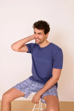 Pijama curto em 100% algodão damasco