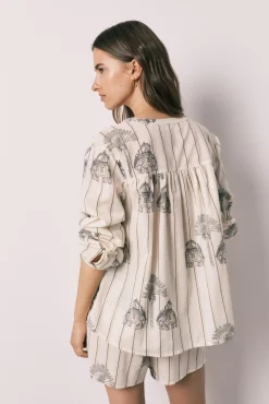 Pijama curto em algodão estampado