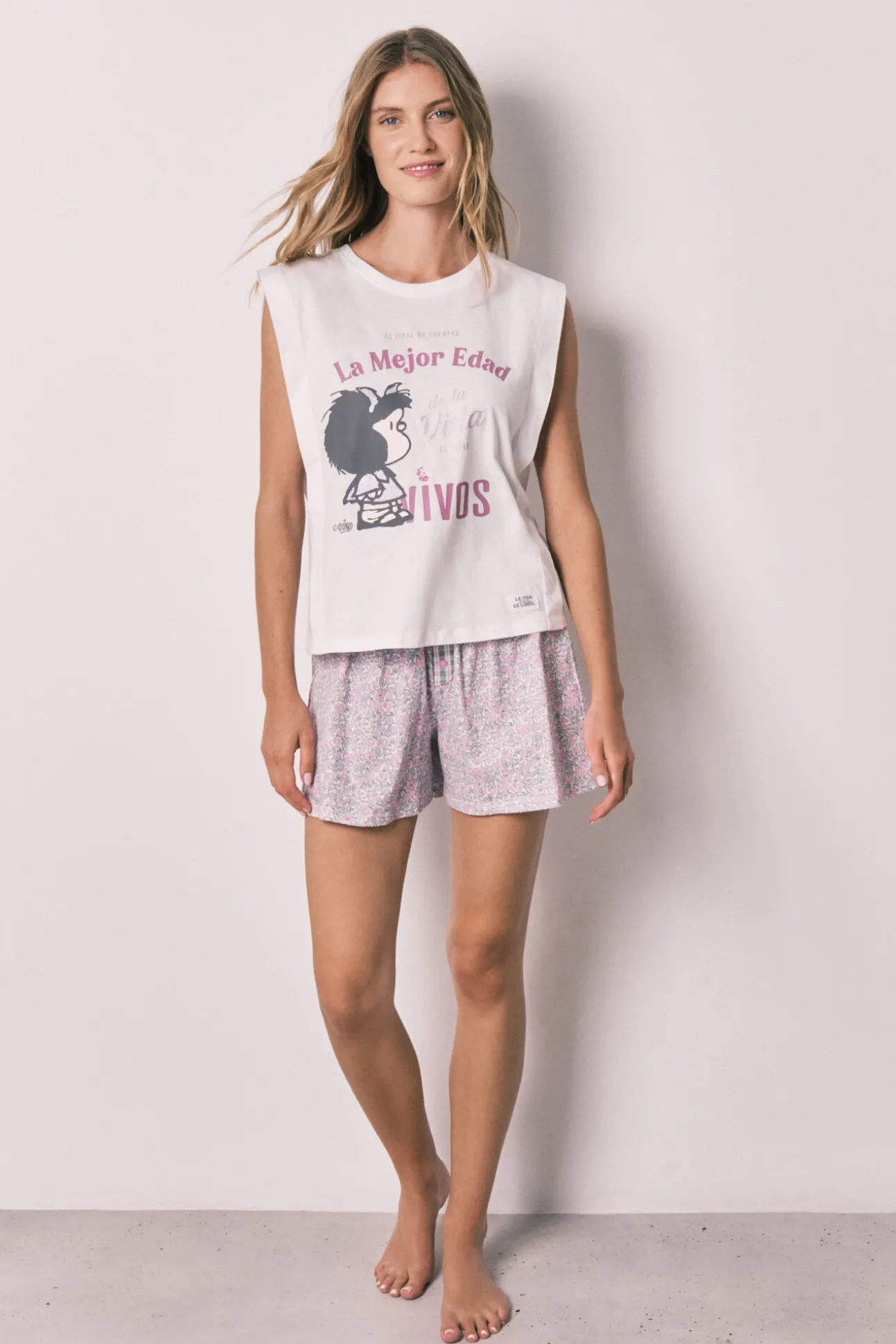 Pijama curto em algodão Mafalda