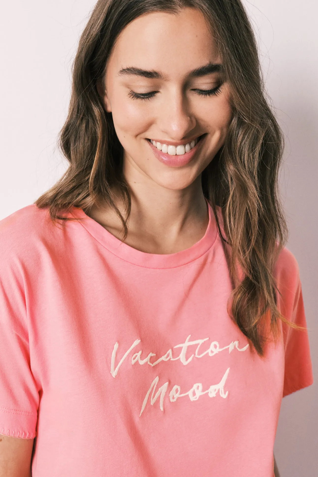 Pijama curto em algodão rosa